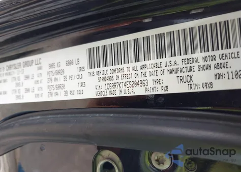 2014 Ram 1500 Express z USA, uszkodzony, nr VIN 1C6RR7KT4ES204963